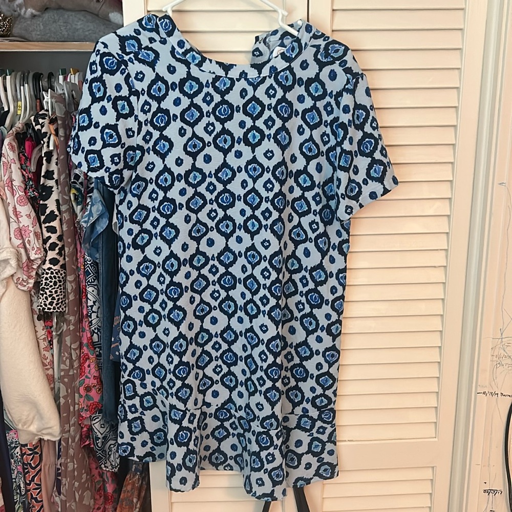 Blue okay print dress Sz S